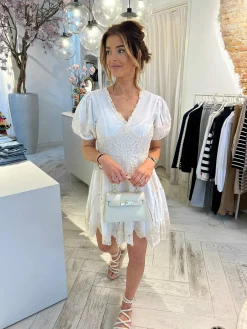 Outlet Julie Broderie Dress Off White Jurken