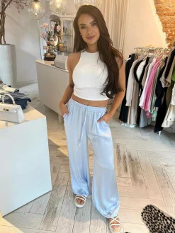 Store Julie Silky Pants Baby Blue Broeken