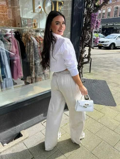 Shop Julie Silky Pants Light Beige Broeken