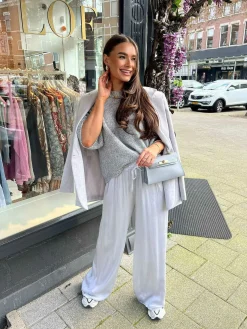 Shop Julie Silky Pants Light Grey Broeken