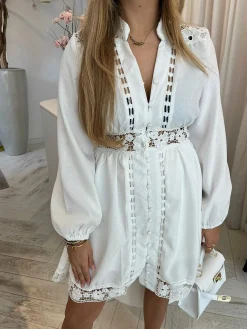 Hot June Broderie Dress White Jurken