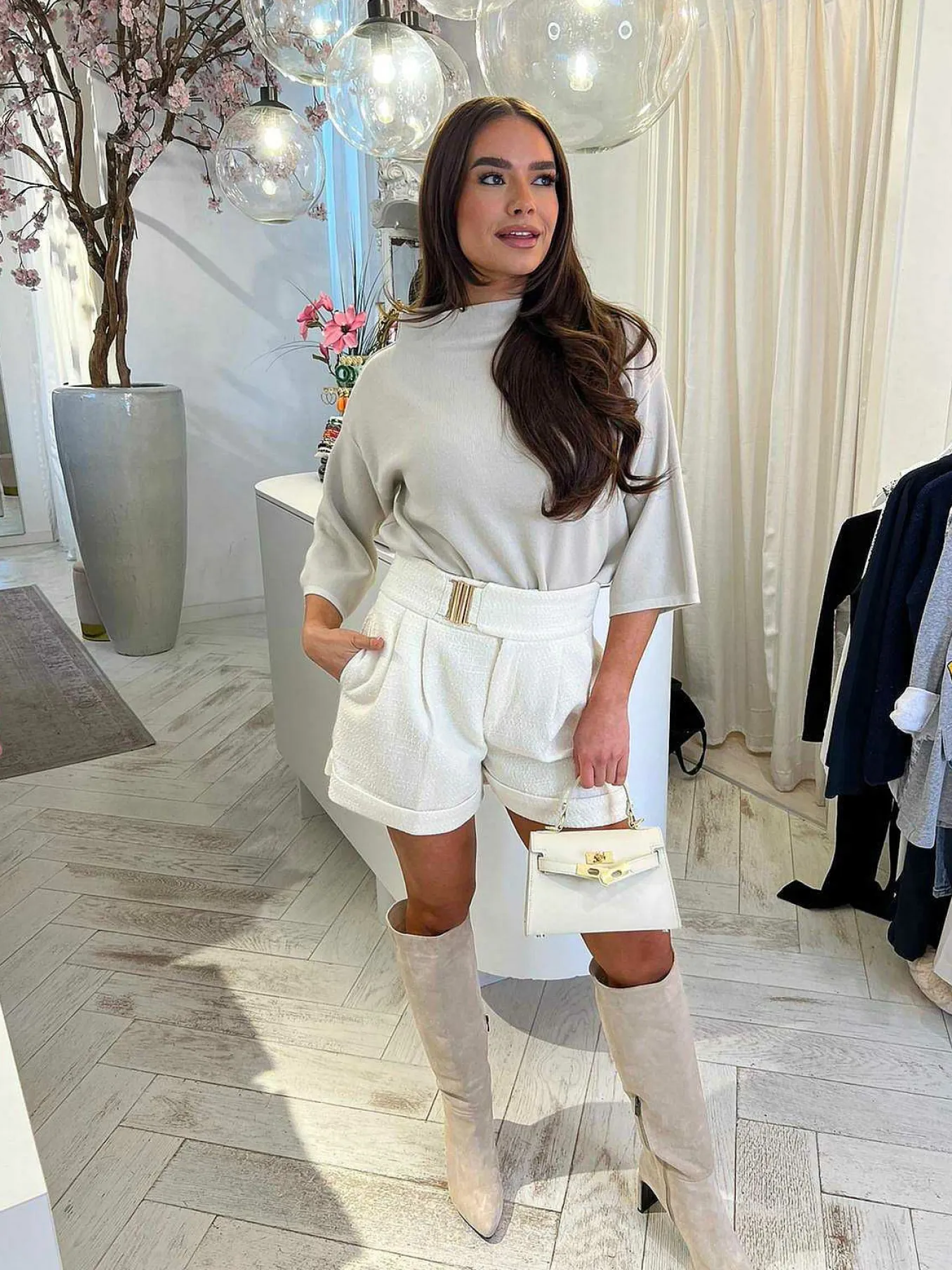 New Katy Short Sleeve Sweater Light Beige Truien