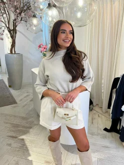 New Katy Short Sleeve Sweater Light Beige Truien