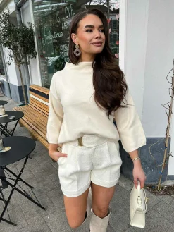 New Katy Short Sleeve Sweater Off White Truien