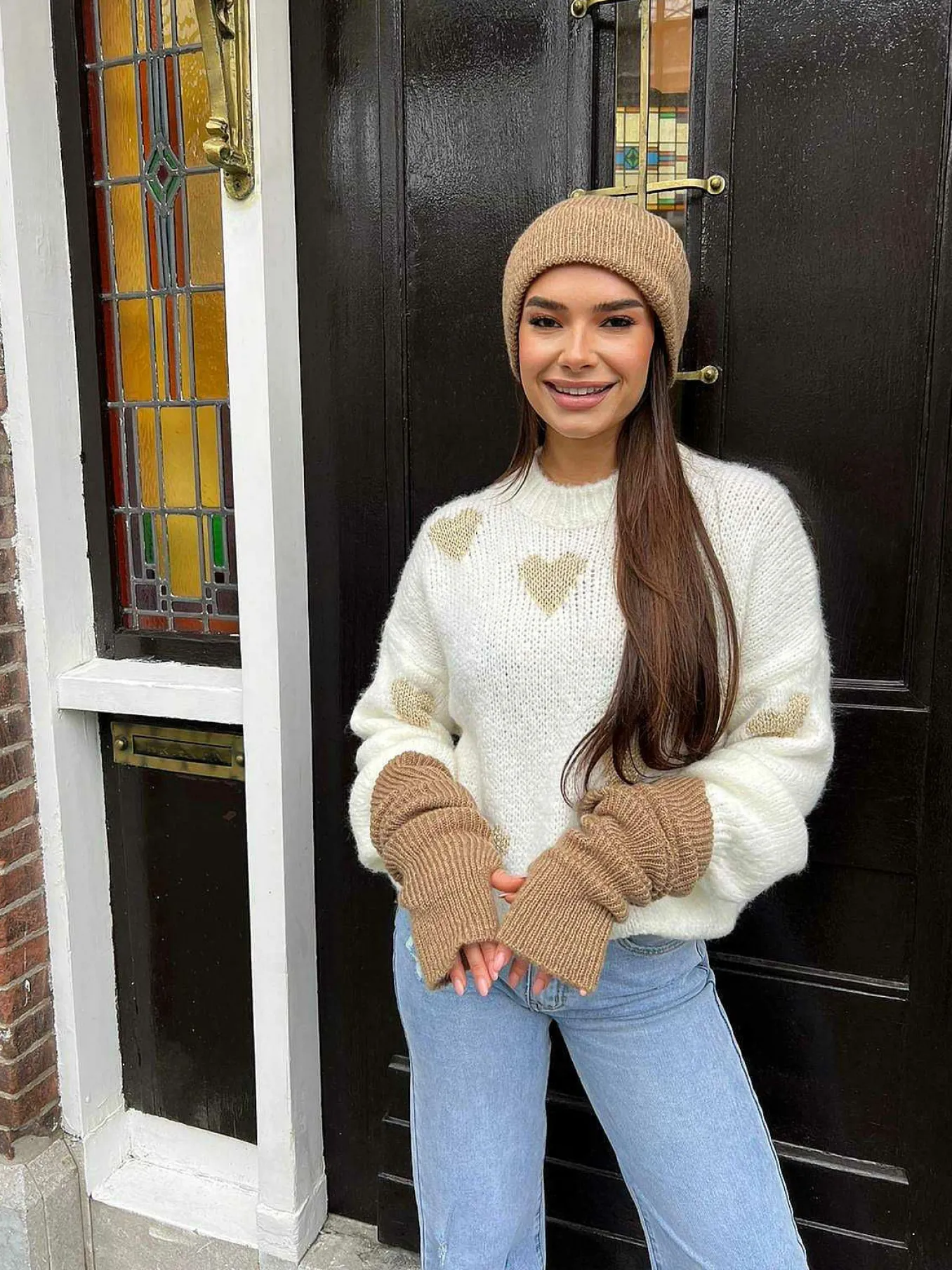 Sale Kiki Heart Sweater Off White & Gold Truien