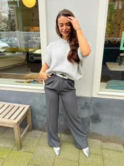 Clearance Kiki Sweater Short Sleeve Light Grey Truien