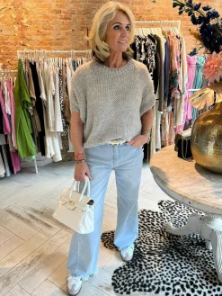 Clearance Kiki Sweater Short Sleeve Light Grey Truien