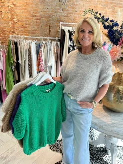 Clearance Kiki Sweater Short Sleeve Light Grey Truien