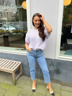 Shop Kiki Sweater Short Sleeve Lila Truien