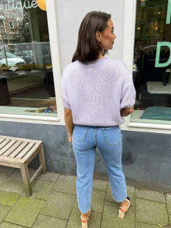 Shop Kiki Sweater Short Sleeve Lila Truien