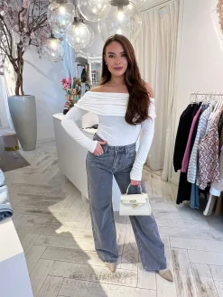 Fashion Lana Off Shoulder Top Off White Tops & Blousjes