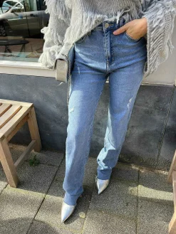 Best Lara Extra Long Jeans Denim Blue Broeken