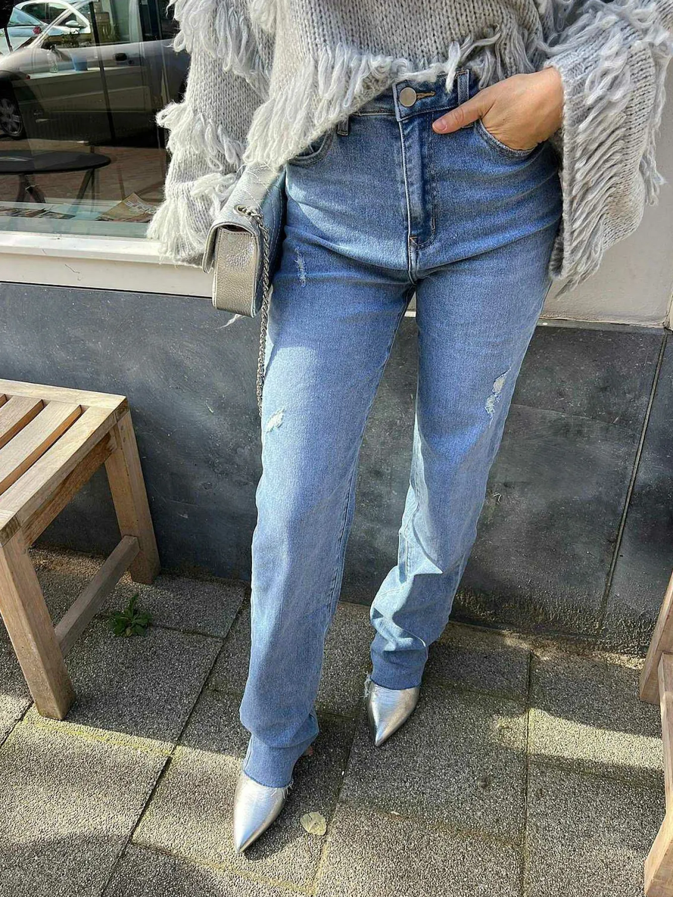 Best Lara Extra Long Jeans Denim Blue Broeken