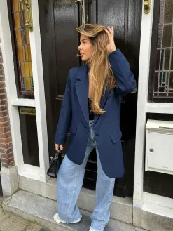 Discount Lima Oversized Blazer Navy Blazers