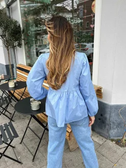 Discount Lua-May Bow Blouse Blue Tops & Blousjes