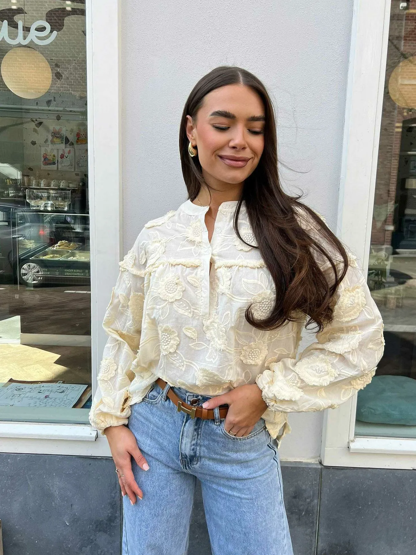Hot Maeve Flower Blouse Beige Tops & Blousjes