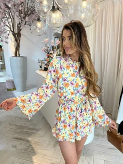 Flash Sale Mara Flower Jumpsuit Yellow Jumpsuits