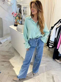 Outlet Marloes Ruffle Sleeve Blouse Mint Tops & Blousjes