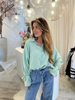 Outlet Marloes Ruffle Sleeve Blouse Mint Tops & Blousjes