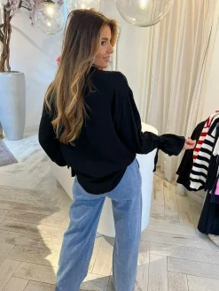 Fashion Marloes Ruffle Sleeve Blouse Black Tops & Blousjes