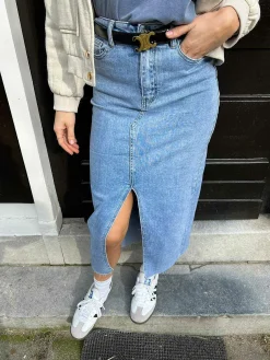 Discount Maxi Denim Skirt Blue Rokken