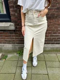 Discount Maxi Denim Skirt Light Beige Rokken