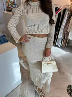 Fashion Maya Crochet Set Light Beige Sets