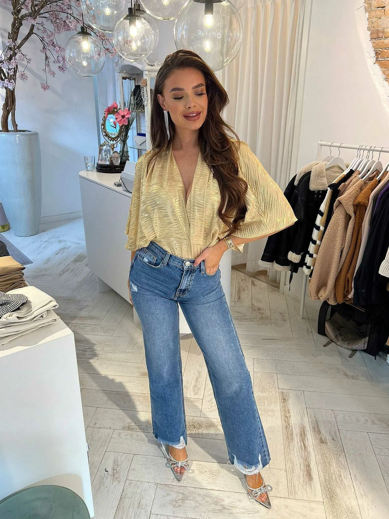 Hot Megan Straight Leg Jeans Blue Broeken