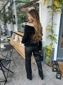 Sale Mia Off Shoulder Sweater Black Truien