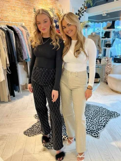 Shop Mila Strass Jeans Light Beige Broeken