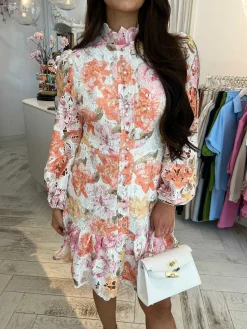 Best Milou Broderie Dress Orange Jurken