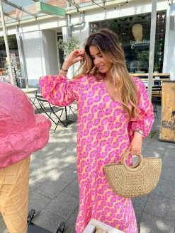 Best Sale Milou Pattern Maxi Dress Pink Jurken