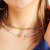 Fashion Multi Color Beads Necklace Gold & Blue Kettingen