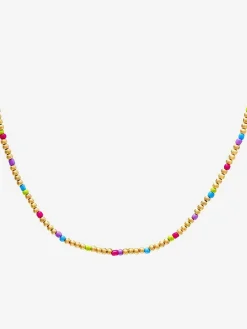 Fashion Multi Color Beads Necklace Gold & Blue Kettingen