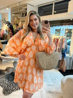 Clearance Nala Print Dress Orange Jurken