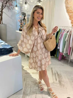 Discount Nala Print Dress Taupe Jurken