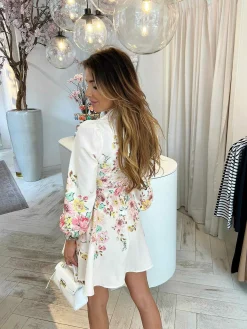 Clearance Nela Flower Dress Off White Jurken