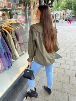 Sale Nina Padded Blouse Army Tops & Blousjes