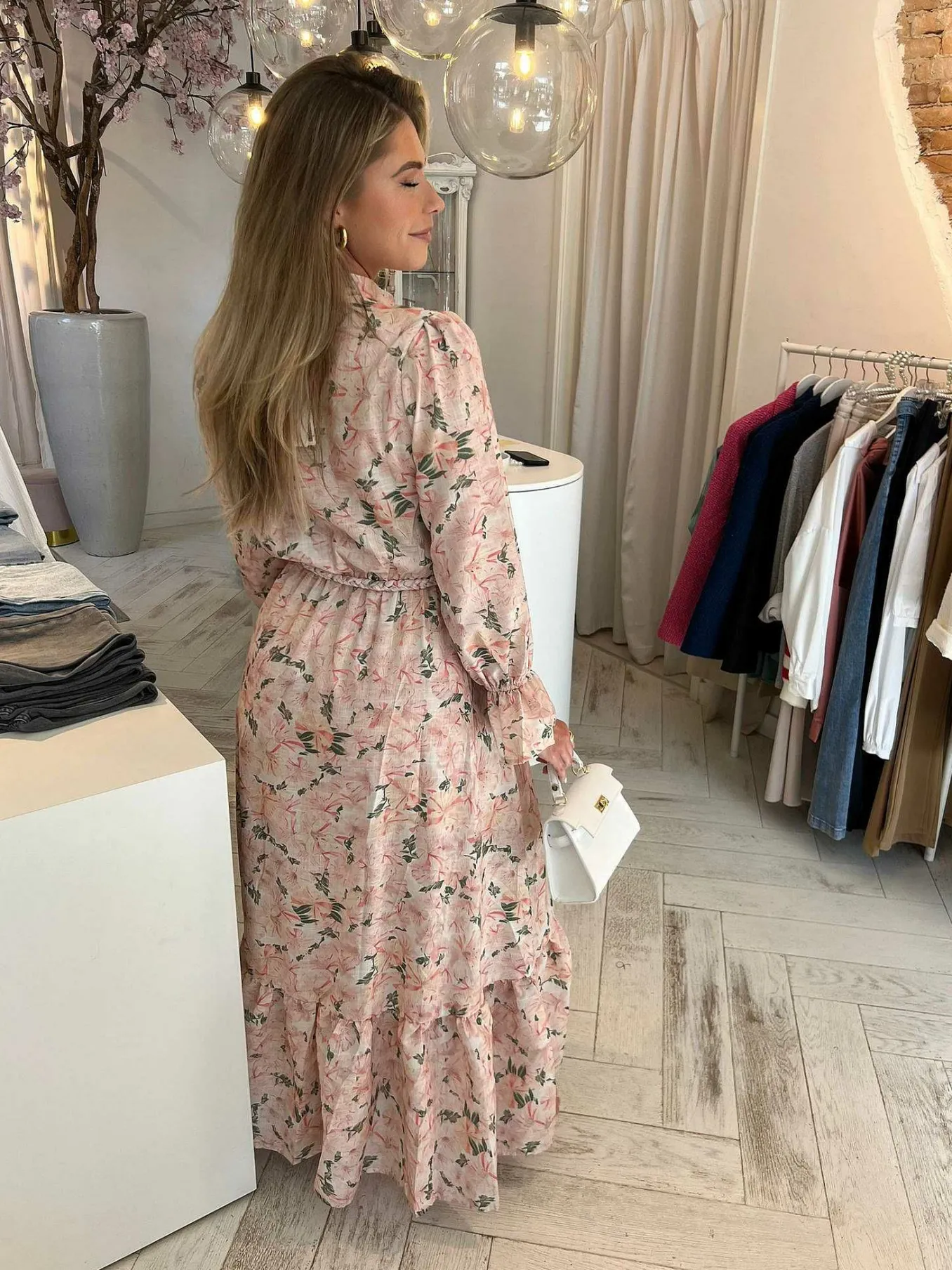 Online Noa Flower Maxi Dress Pink Jurken