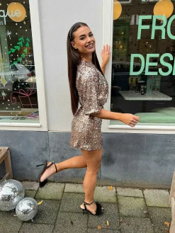 Fashion Nola Sequin Dress Rose Gold Jumpsuits