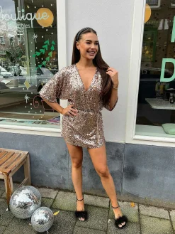 Fashion Nola Sequin Dress Rose Gold Jumpsuits
