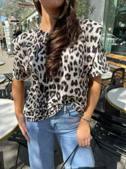 Flash Sale Nona Basic Cap Tee Leo Tops & Blousjes