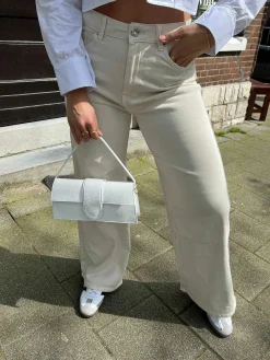Fashion Nona Wide Leg Jeans Beige Broeken