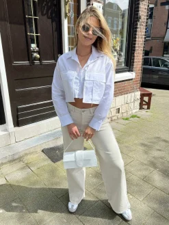 Fashion Nona Wide Leg Jeans Beige Broeken