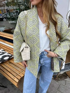 Cheap Noor Print Jacket Green Jassen