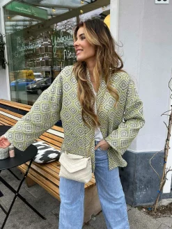 Cheap Noor Print Jacket Green Jassen