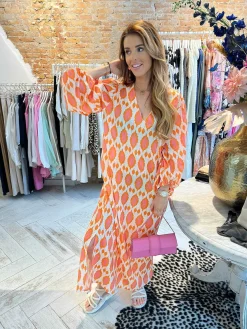 Flash Sale Nora Pattern Dress Orange Jurken
