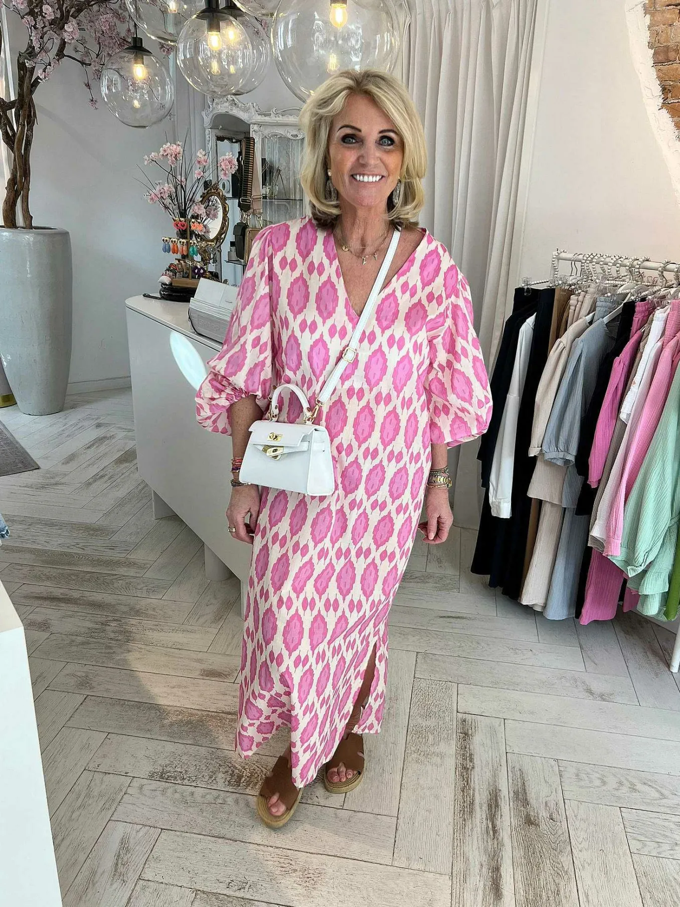 Flash Sale Nora Pattern Dress Pink Jurken