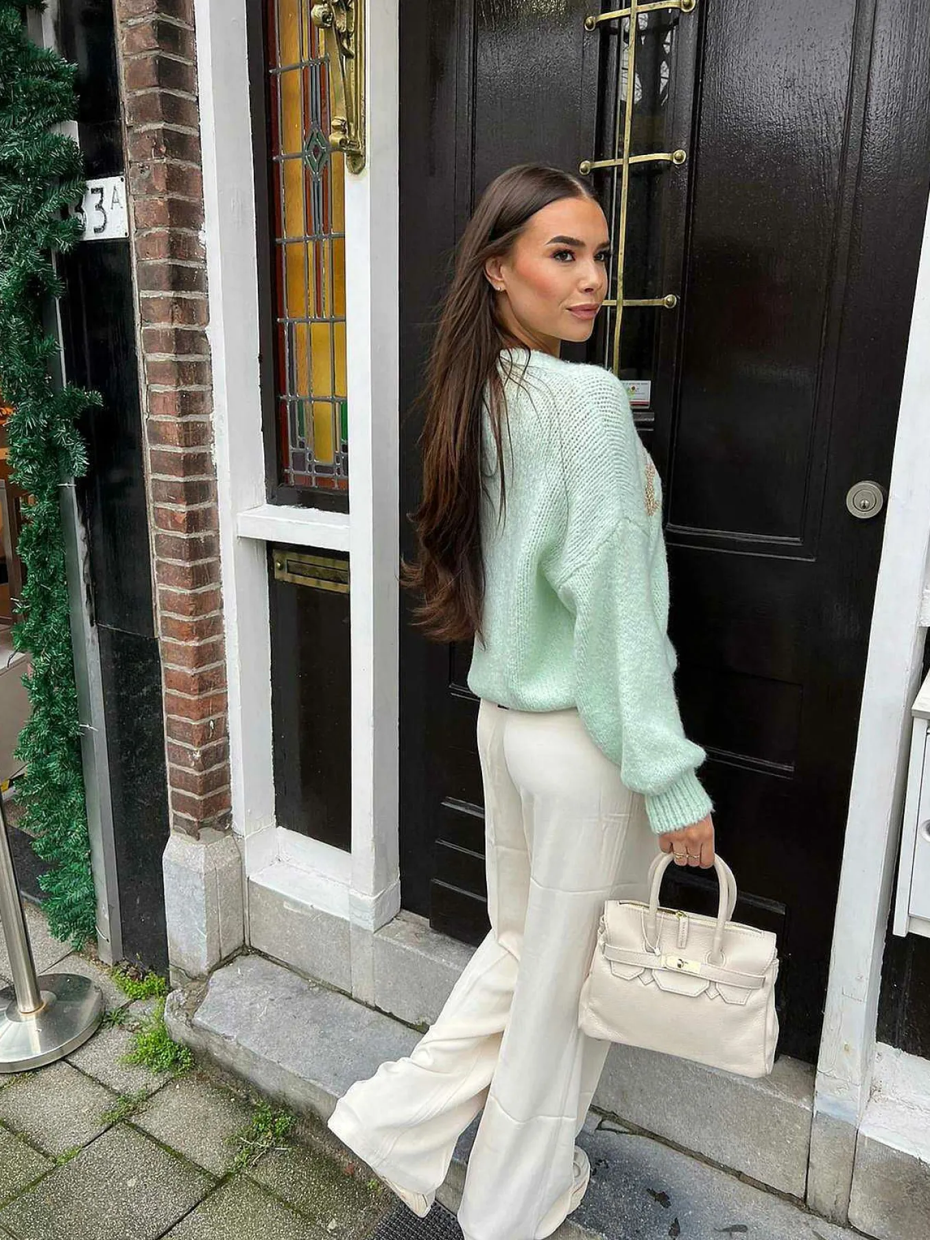 Clearance Paris Sweater Mint & Gold Truien