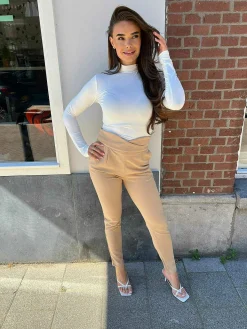 Discount Perfect High Waist Pantalon Beige Broeken